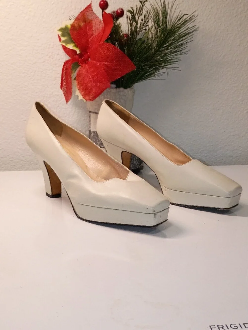 Sacha London Cream Platform Pumps
